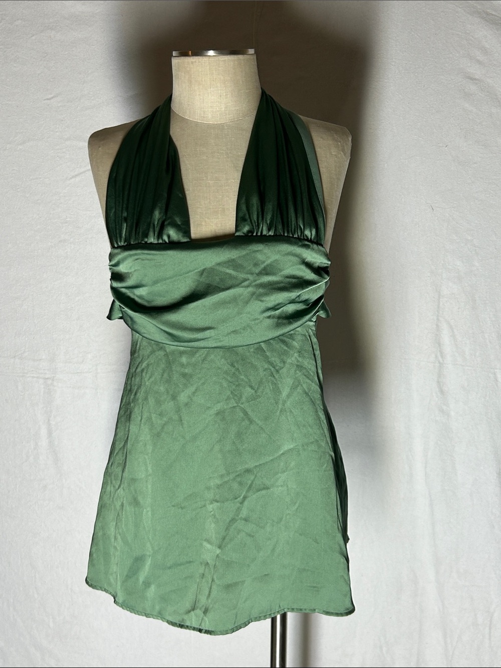 Lucy in the Sky Emerald Green Satin Halter Camisole